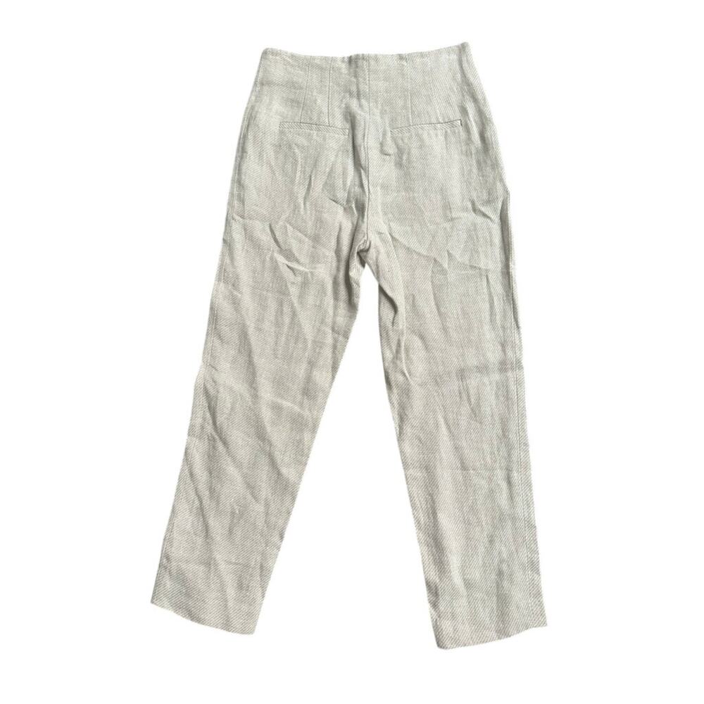 Veronica Beard Zeenat Stone Linen Pleated High Rise Pants Size 6 NWT